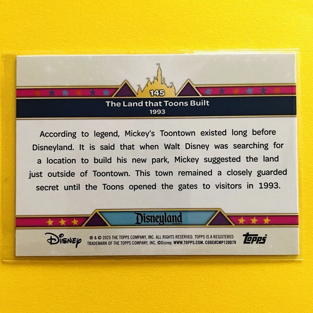 2025 Topps Disneyland 70th‎ Anniversary Pink Shimmer The Land that Toons Built
